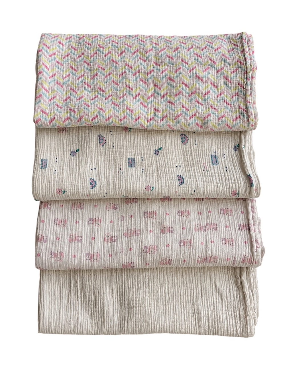 Baby girl Muslin Swaddle Blanket Bundle 4 Pack Baby Neutral Prints LULUJO